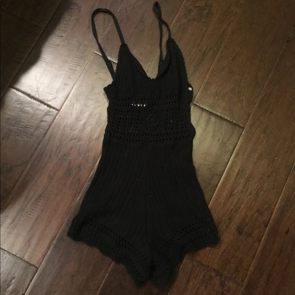 Black crotchet romper